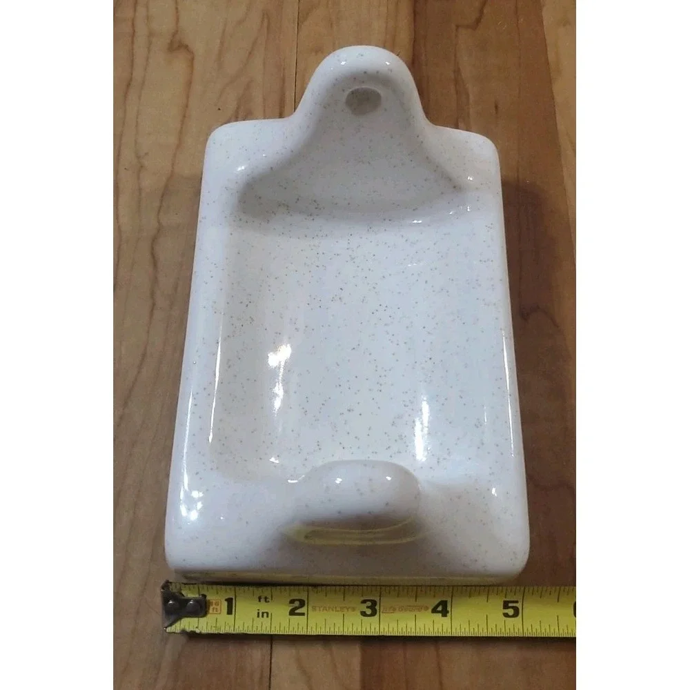 Vintage Ceramic Speckled White Toilet Paper Holder